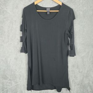 Clara Sun Woo Womens Black Tunic Shirt Size Medium Art to Wear Minimal Lagenlook